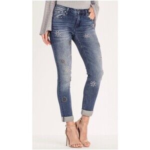 Miss Me Blue Timeless Stud Ankle Skinny Jeans Blue 25